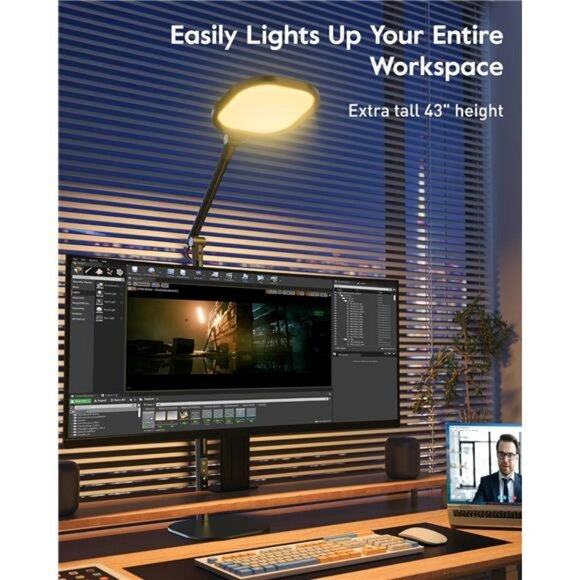 LED desk lamp tall adjustable office light 50 modes dimmable study reading lamp - Picture 6 of 7